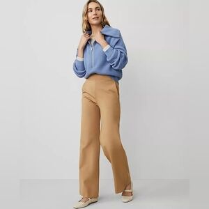 NEW Ann Taylor Weekend Tan Knit Wide Leg Pants L